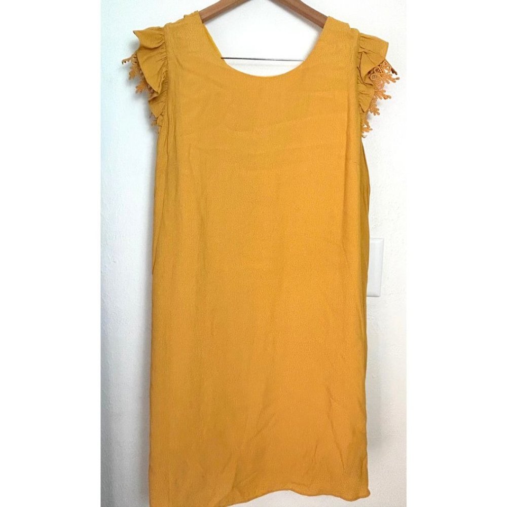 SHILLA The Label Dress Womens Large Play Lace Trim GOLD Cocktail Mini